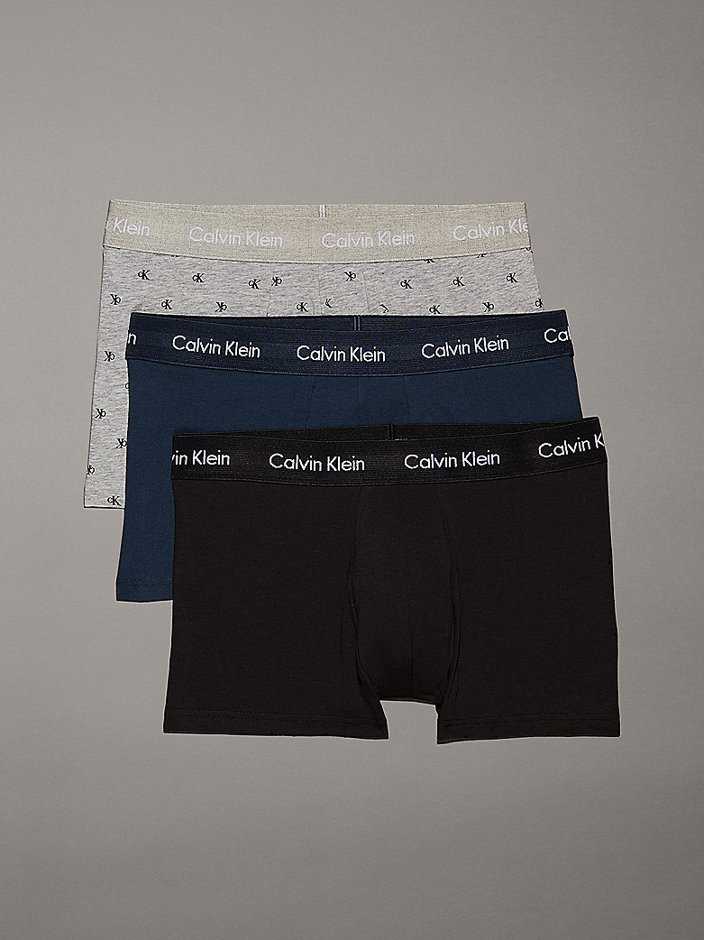 3 PACK BOXER UOMO CALVIN KLEIN NERO, BLU E GRIGIO CON MINI LOGHI