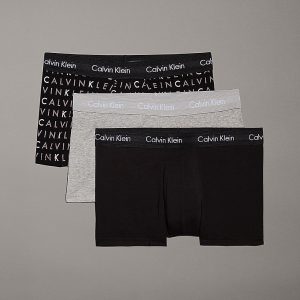 3 PACK BOXER UOMO CALVIN KLEIN NERO, GRIGIO E NERO CON LOGHI