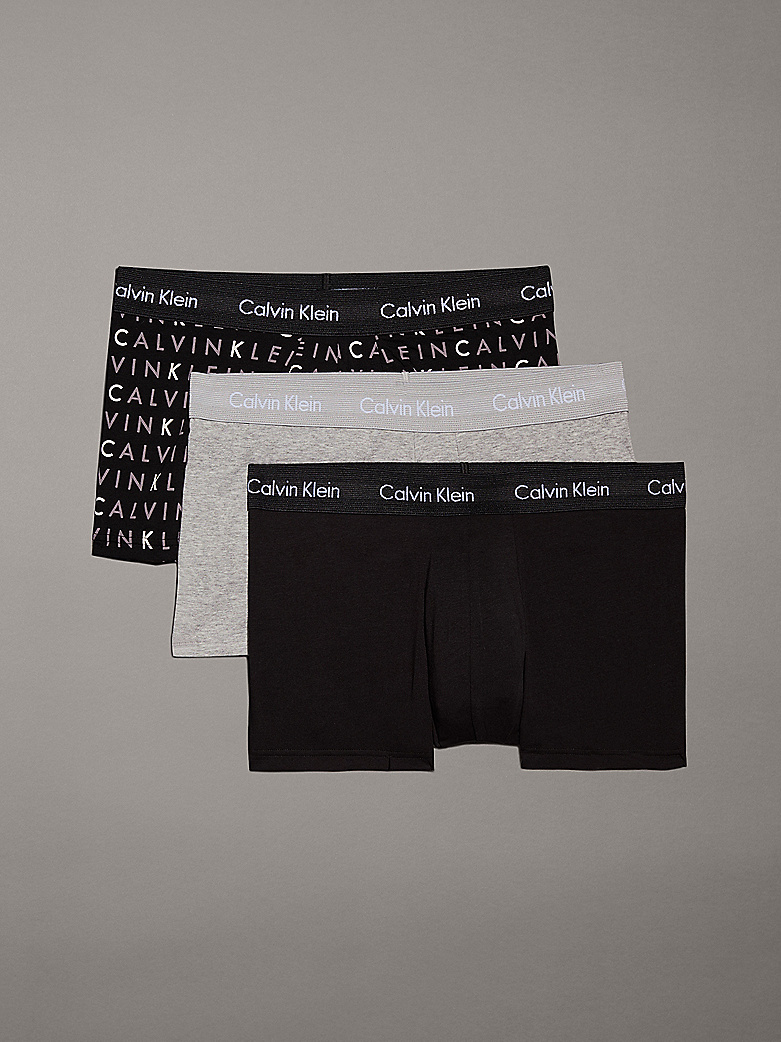 3 PACK BOXER UOMO CALVIN KLEIN NERO, GRIGIO E NERO CON LOGHI - immagine 2
