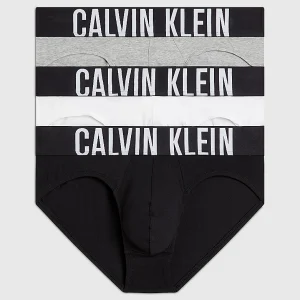 3 PACK SLIP UOMO CALVIN KLEIN ELASTIC MEGA LOGO BIANCO, GRIGIO E NERO