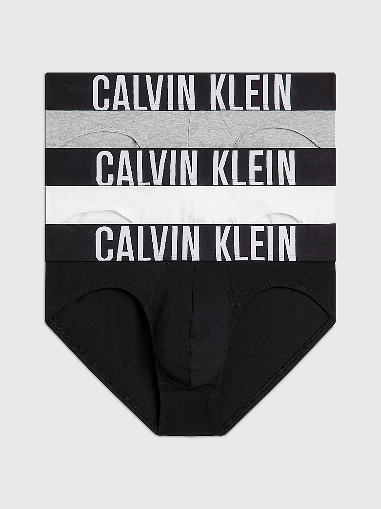 3 PACK SLIP UOMO CALVIN KLEIN ELASTIC MEGA LOGO BIANCO, GRIGIO E NERO - immagine 2