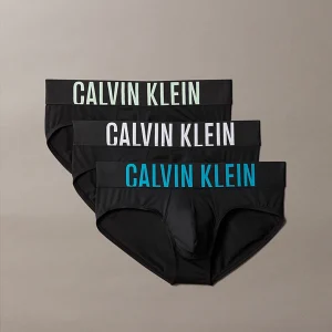 3 PACK SLIP UOMO CALVIN KLEIN IN MICROFIBRA NERA CON MEGALOGO COLORATO