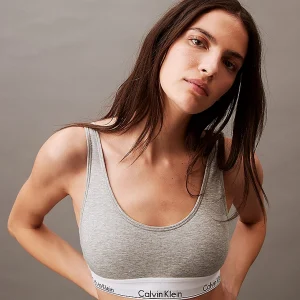 BRASSIERE CON IMBOTTITURA ESTRAIBILE IN COTONE CALVIN KLEIN GRIGIA