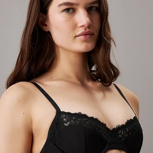 REGGISENO A MEZZA COPPA VUOTO CALVIN KLEIN IN MICROFIBRA E PIZZO NERO
