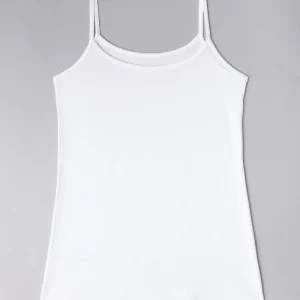 Canotta con spallina sottile e pizzo - BIANCO - 1432