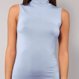 Lupetto Smanicato Collo Alto in Modal - DENIM - 6006