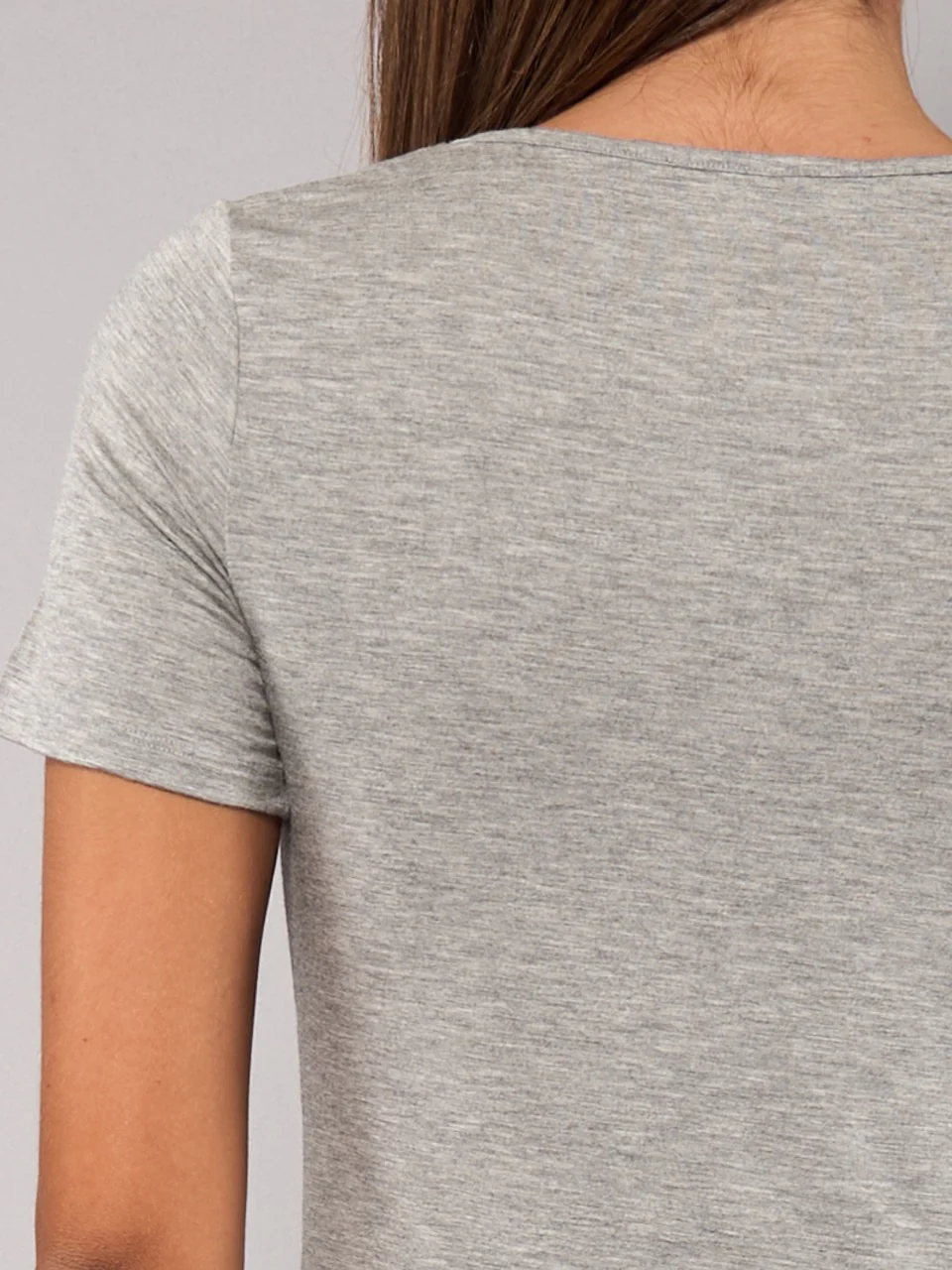 Maglia Manica Corta Scollo a V in Modal - GRIGIO MELANGE - 6008 - immagine 5