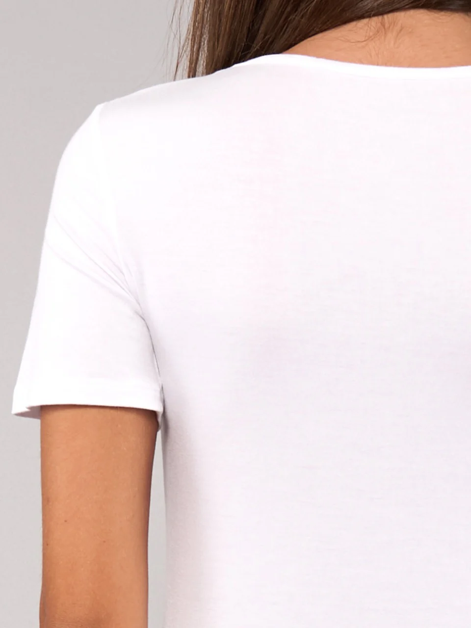 Maglia Manica Corta Scollo a V in Modal - MILK - 6008 - immagine 9