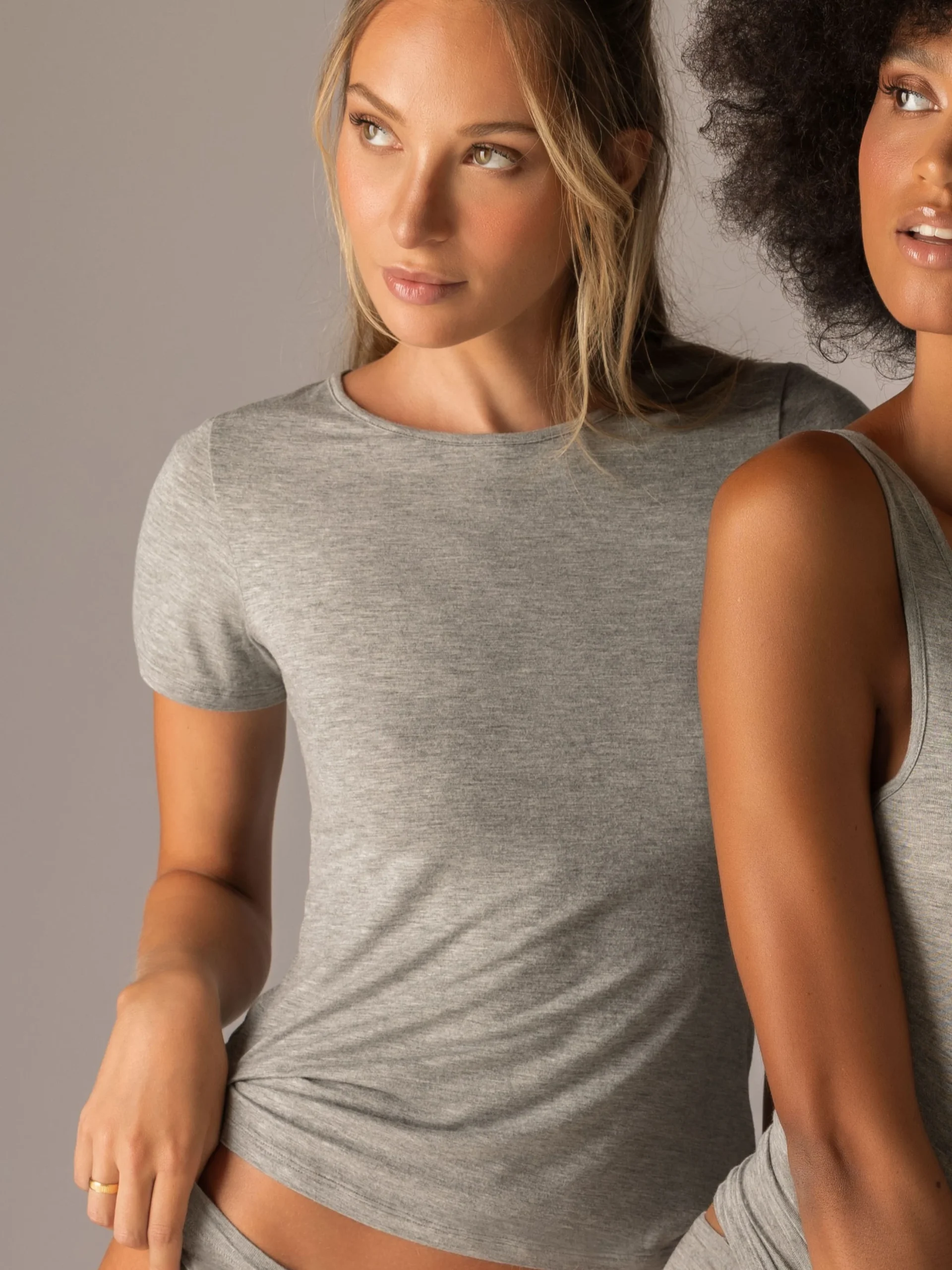 Maglia Manica Corta Girocollo in Modal - GRIGIO MELANGE - 6010 - immagine 2