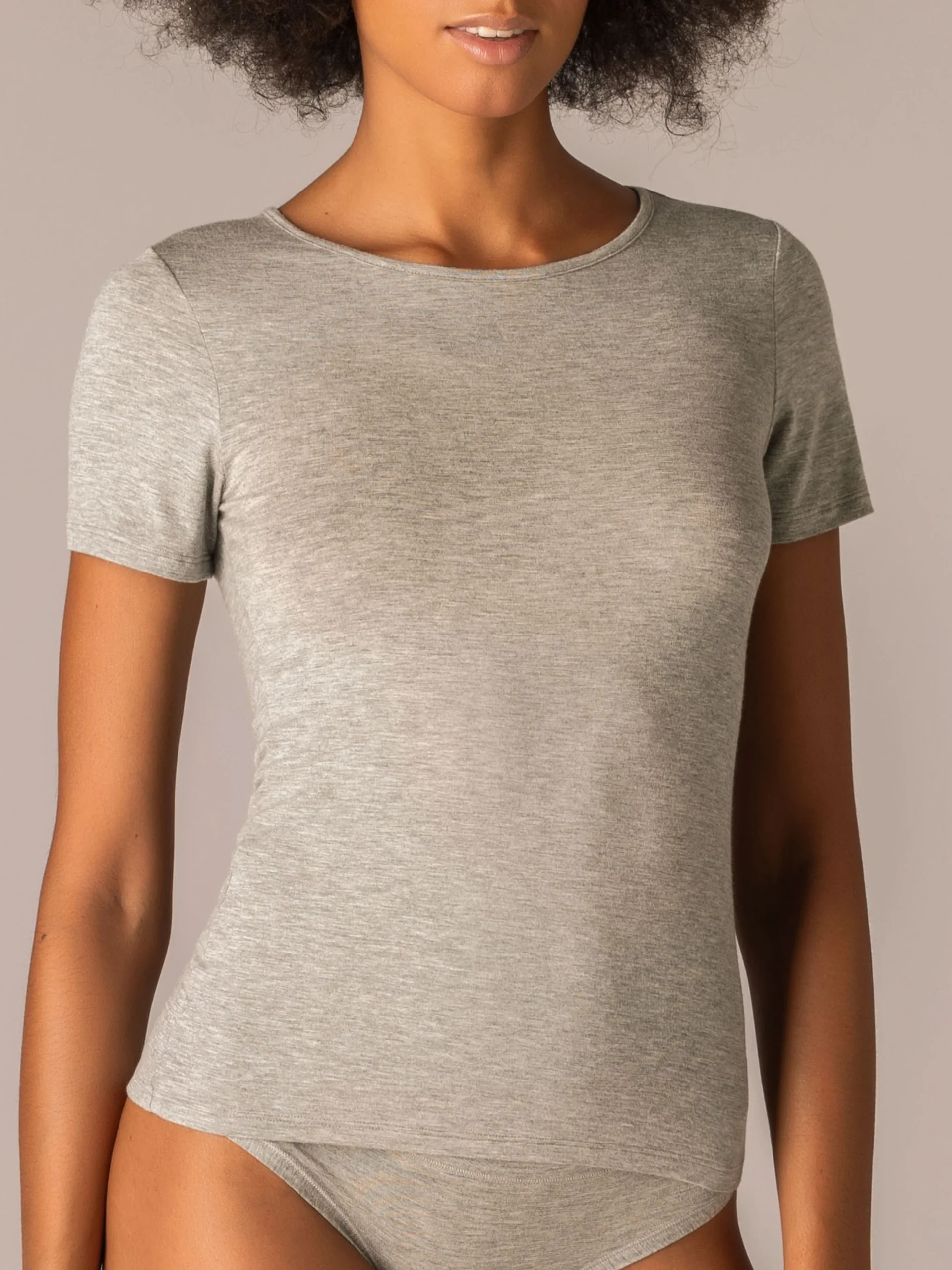 Maglia Manica Corta Girocollo in Modal - GRIGIO MELANGE - 6010 - immagine 3