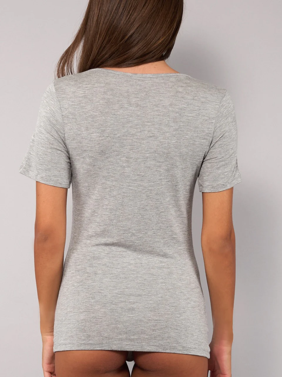 Maglia Manica Corta Girocollo in Modal - GRIGIO MELANGE - 6010 - immagine 8
