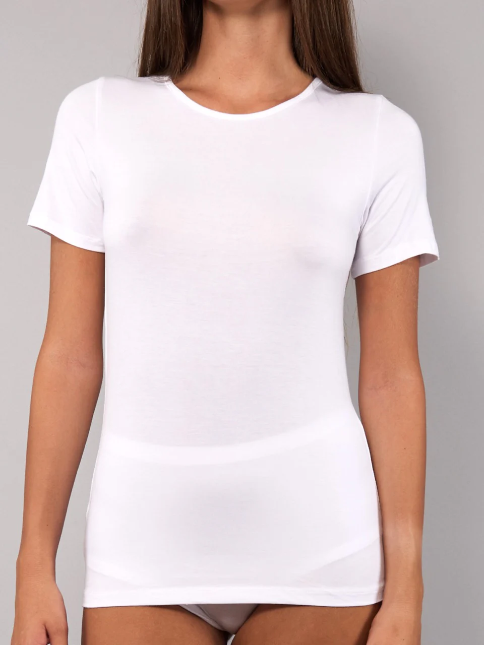 Maglia Manica Corta Girocollo in Modal - MILK - 6010 - immagine 2