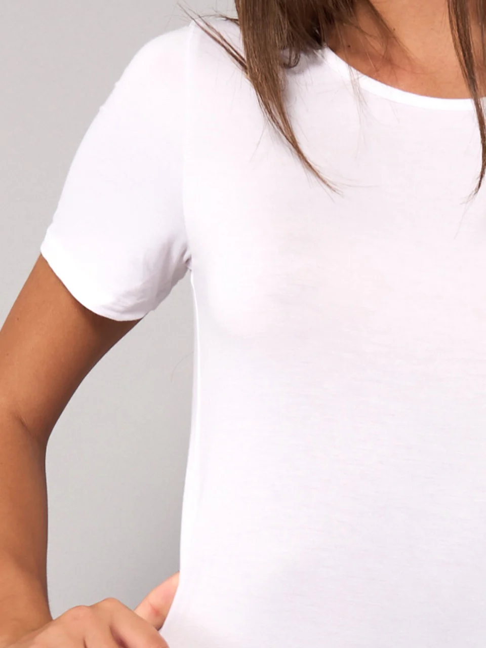 Maglia Manica Corta Girocollo in Modal - MILK - 6010 - immagine 3