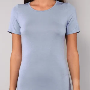 Maglia Manica Corta Girocollo in Modal - DENIM - 6010