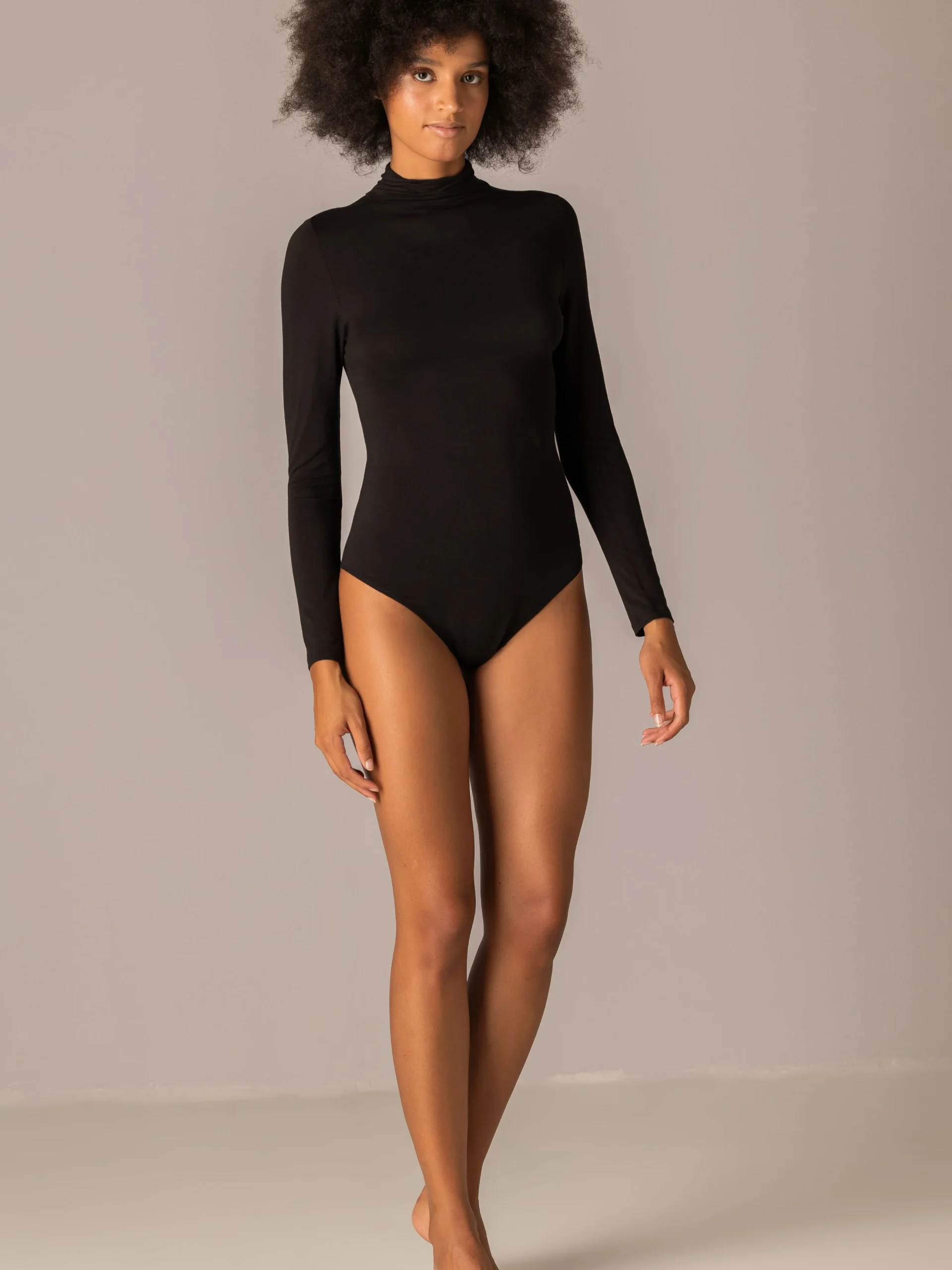 Body a Collo Alto in Modal - NERO - 6018 - immagine 3