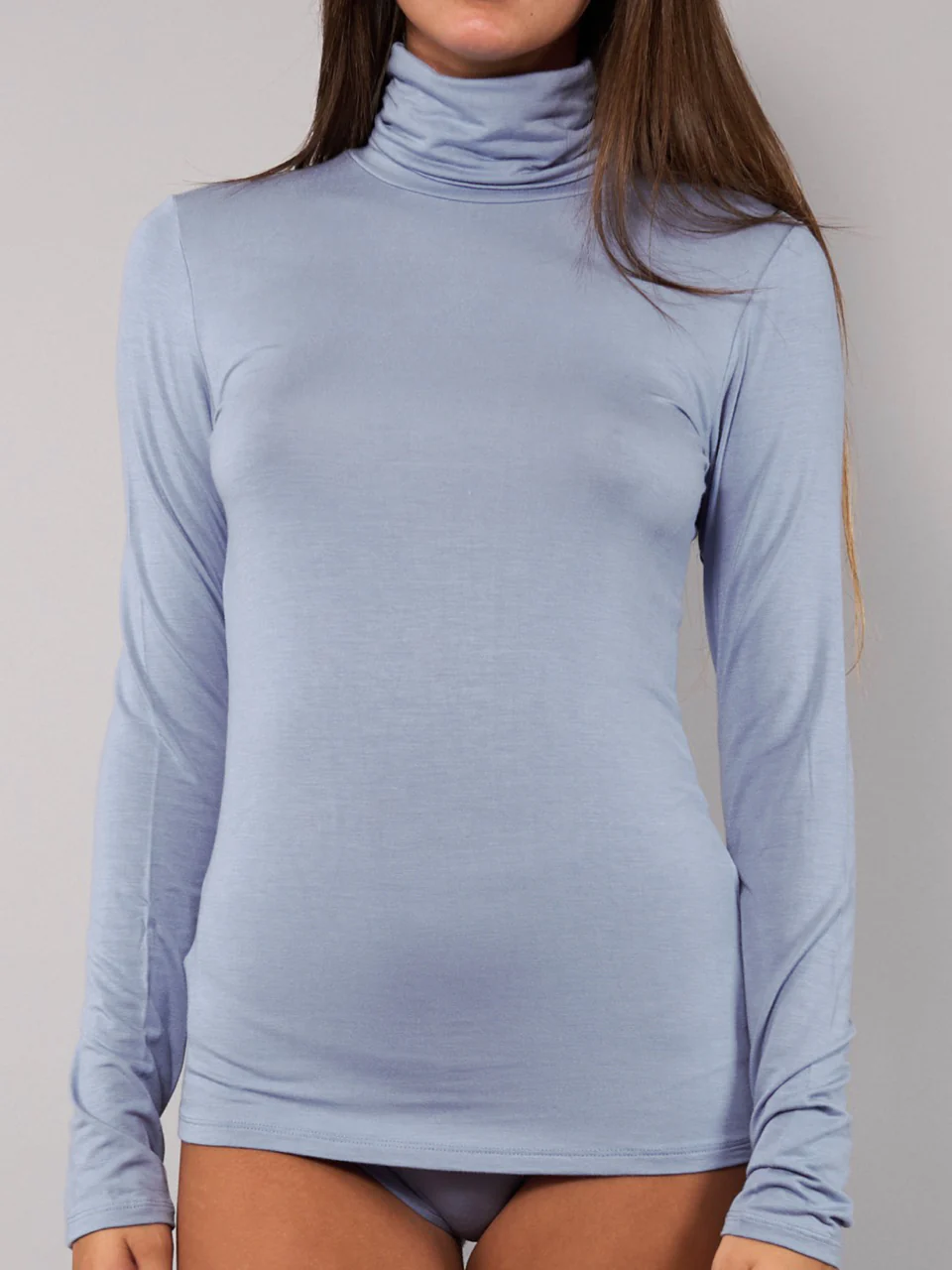 Dolcevita Manica Lunga Collo Alto in Modal - DENIM - 6020