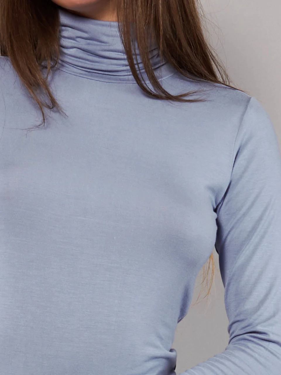 Dolcevita Manica Lunga Collo Alto in Modal - DENIM - 6020 - immagine 3