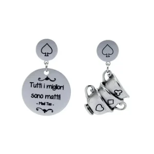 ORECCHINI MAD TEA ACCIAIO INOSSIDABILE ALICE IN WONDERLAND “TUTTI I MIGLIORI SONO MATTI”