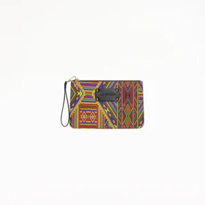 POCHETTE MARE 4GIVENESS IN CANVAS 30X19 CM IN FANTASIA A RIGHINE BASE VIOLA