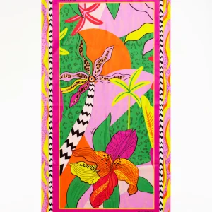 TELO MARE 4GIVENESS IN MICROFIBRA FANTASIA FIORI ED ANIMALIER