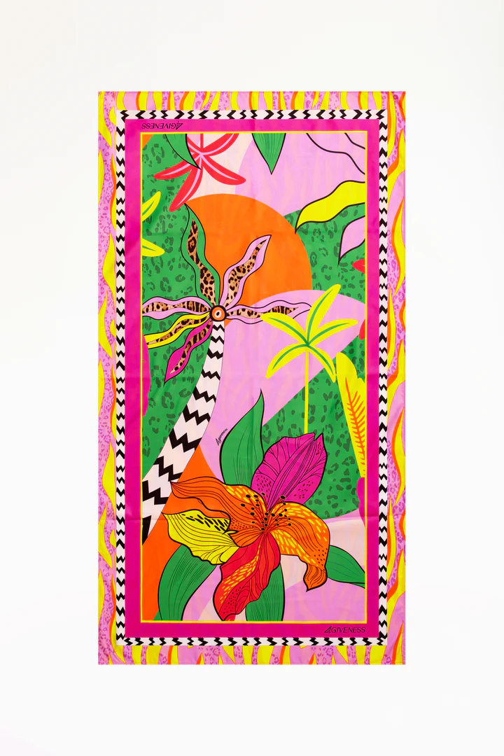 TELO MARE 4GIVENESS IN MICROFIBRA FANTASIA FIORI ED ANIMALIER - immagine 2