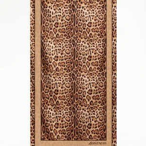 TELO MARE 4GIVENESS IN MICROFIBRA LEOPARDATO CON FRANGE ORO