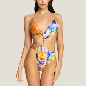 TRIKINI 4GIVENESS ARANCIO SATINATO E STAMPA FLOREALE