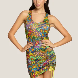 ABITO 4GIVENESS A CANOTTA CON COULISSE LATERALE ALLA GONNA FANTASIA SNAKE