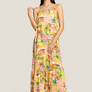 ABITO LUNGO DONNA 4GIVENESS MONOSPALLA A FANTASIA COLORATISSIMA