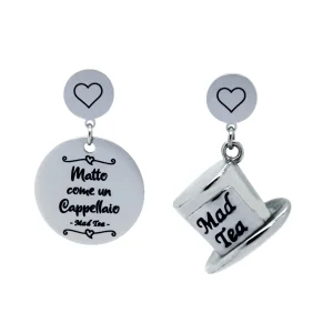 ORECCHINI MAD TEA ACCIAIO INOSSIDABILE ALICE IN WONDERLAND “MATTO COME UN CAPPELLAIO”