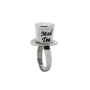 ANELLO MMAD TEA ACCIAIO INOSSIDABILE ALICE IN WONDERLAND “CILINDRO CAPPELLAIO MATTO”