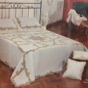 TRIS CANTU’ IN PURO LINO COPRILETTO+LENZUOLO+SERVIZIO TAVOLA X 12 CON TOVAGLIOLI