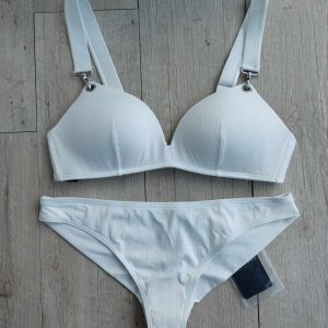 COSTUME ARMANI DONNA TRIANGOLO FISSO PREFORMATO BIANCO CON BRASILIANA