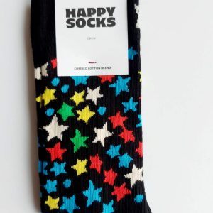 CALZINO HAPPY SOCKS BASE NERA CON STELLINE COLORATE