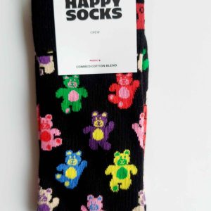 CALZINI HAPPY SOCKS BASE NERA CON ORSETTI COLORATI