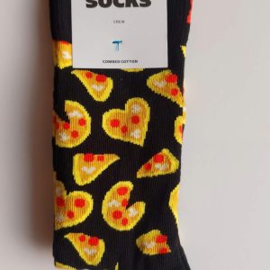 CALZINI HAPPY SOCKS BASE NERA CON PIZZA