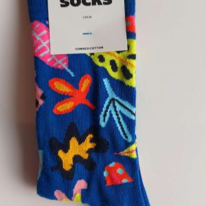 CALZINI HAPPY SOCKS BASE BLU CON FOGLIE