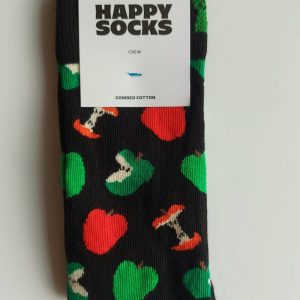 CALZINI HAPPY SOCKS BASE NERA CON MELE E TORSOLI