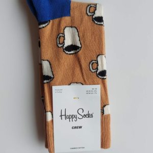 CALZINI HAPPY SOCKS BASE BEIGE SCURO CON TAZZE DI CAFFE’