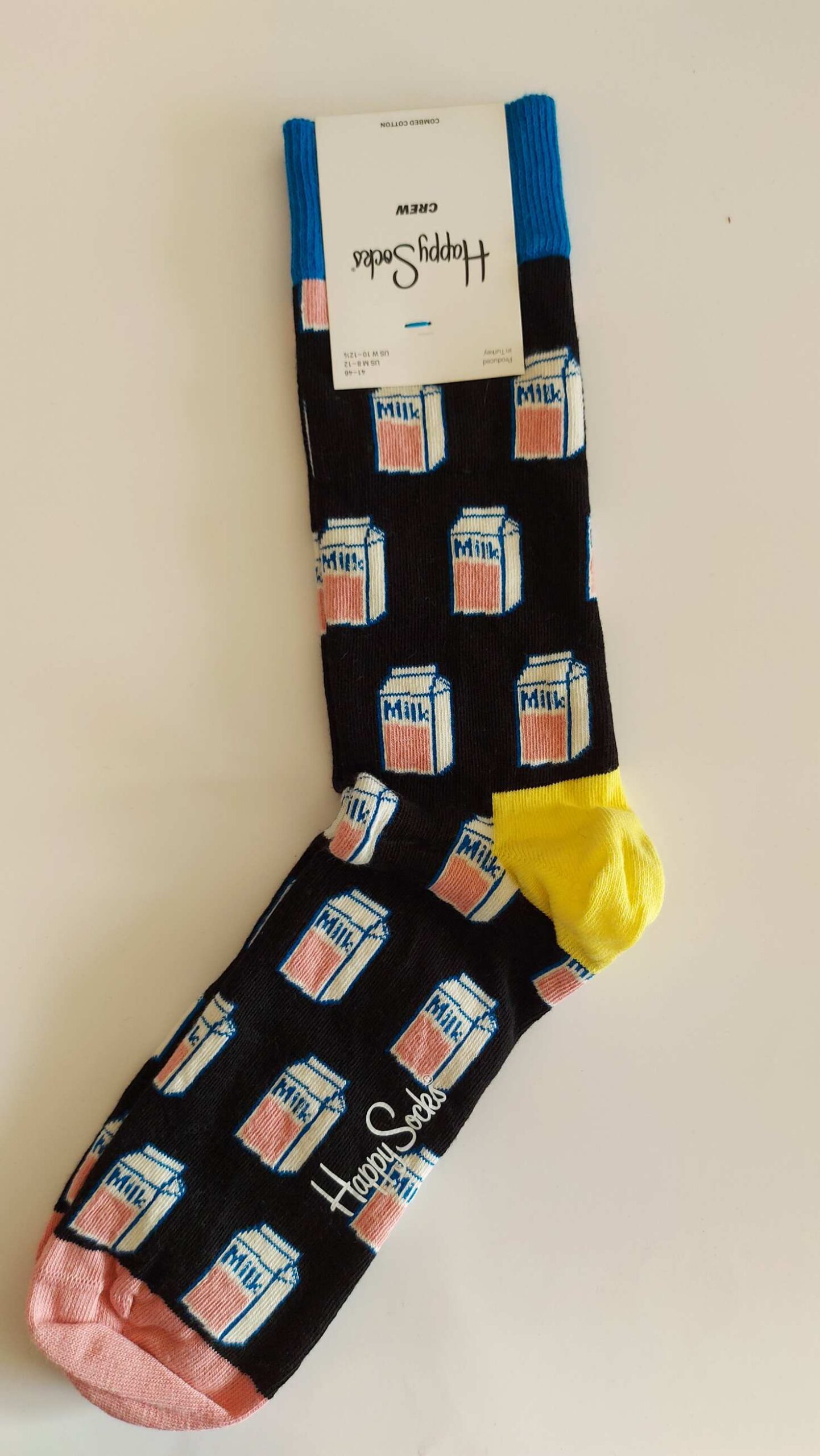 CALZINO HAPPY SOCKS BASE NERA CON CARTONI DI LATTE - immagine 3