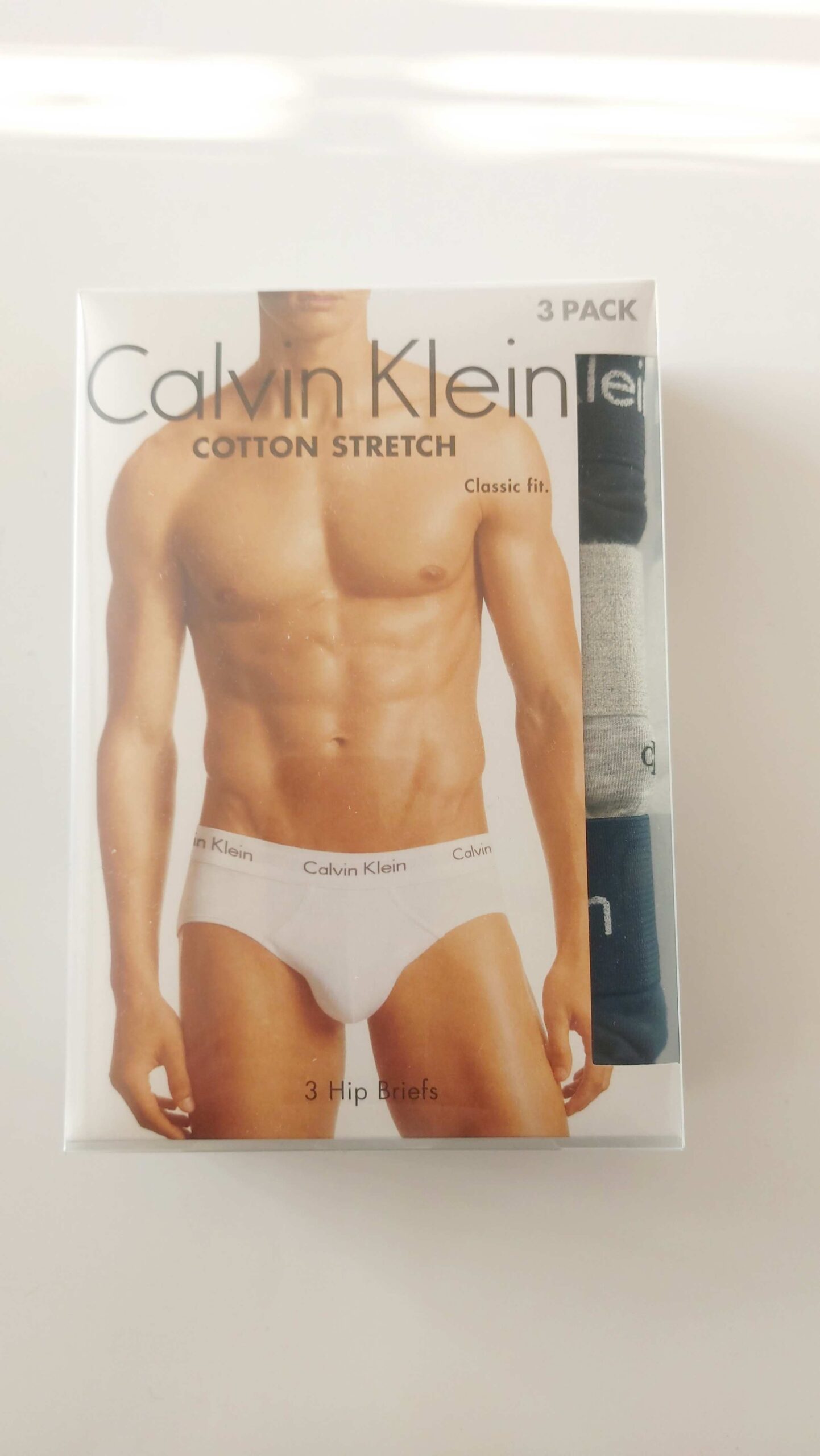 3 PACK SLIP UOMO CALVIN KLEIN IN COTONE NERO, BLU E GRIGIO CON PICCOLI LOGHI - immagine 3