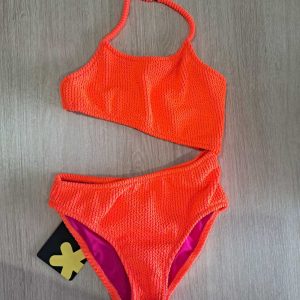 COSTUME BIMBA EFFEK TRIKINI TESSUTO SPUGNA A COSTINE COLOR ARANCIO FLUO