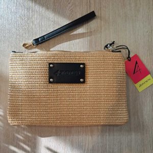 POCHETTE MARE 4GIVENESS IN RAFIA CON TASSELLO NERO