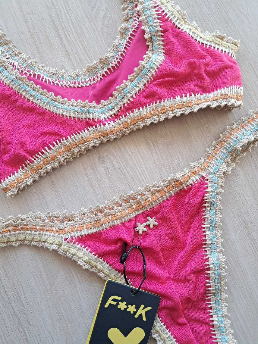 TOP EFFEK IN TESSUTO FUCSIA CON PASSAMANERIA COLORATA - immagine 7