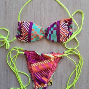 COSTUME DONNA EFFEK TOP/FASCIA DAI COLORI ACCESI CON LACCETTI GIALLO FLUO