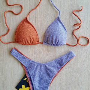 COSTUME DONNA EFFEK TRIANGOLO LUREX LILLA E RUGGINE