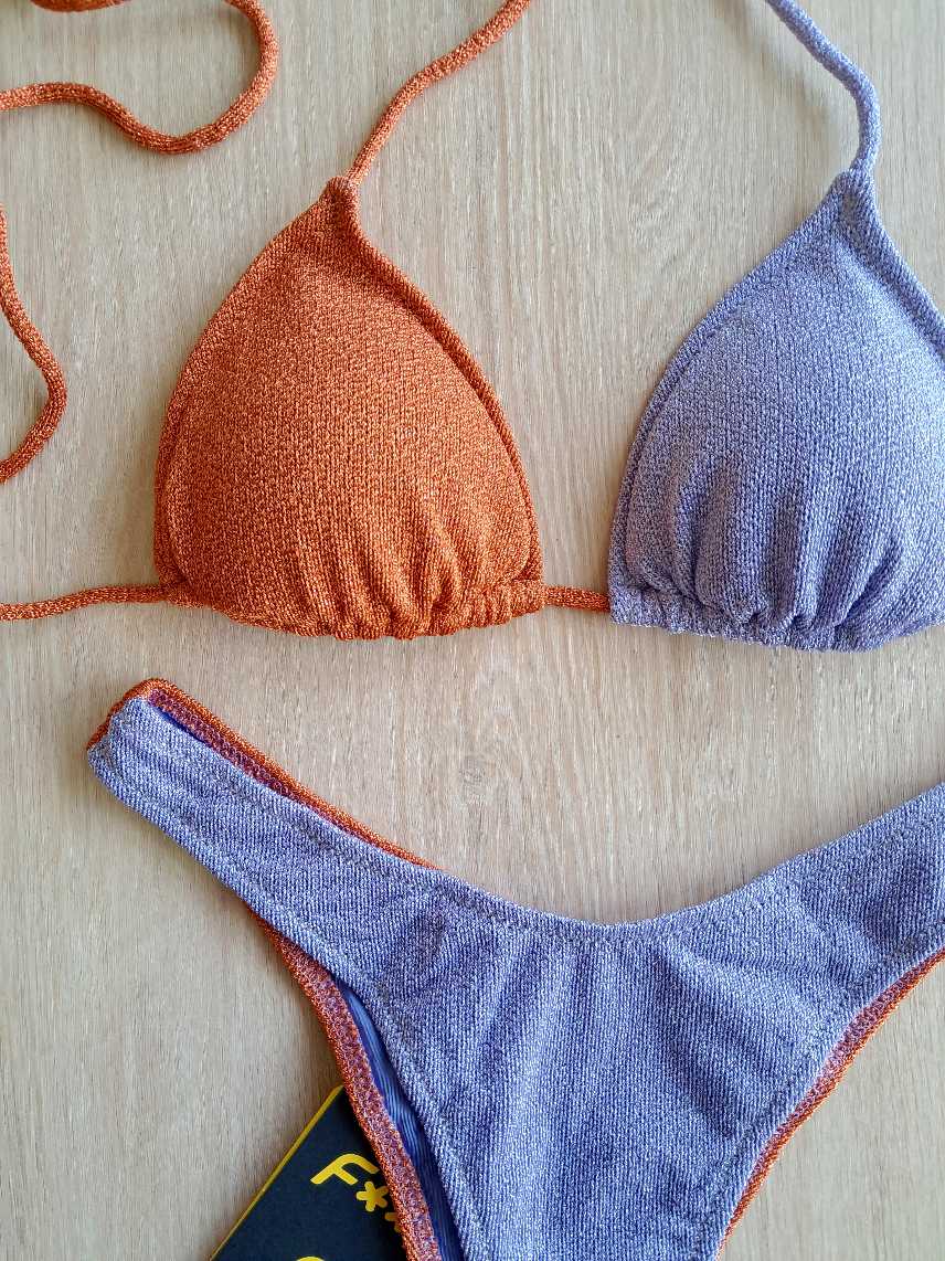 COSTUME DONNA EFFEK TRIANGOLO LUREX LILLA E RUGGINE - immagine 4