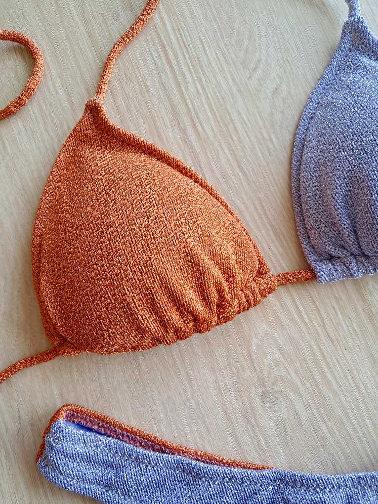 COSTUME DONNA EFFEK TRIANGOLO LUREX LILLA E RUGGINE - immagine 5