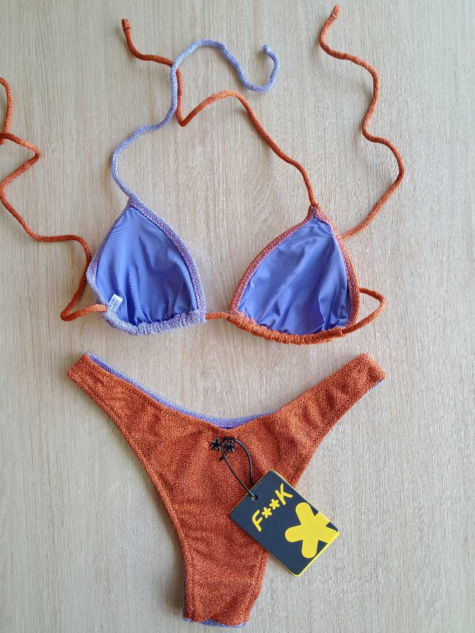 COSTUME DONNA EFFEK TRIANGOLO LUREX LILLA E RUGGINE - immagine 6