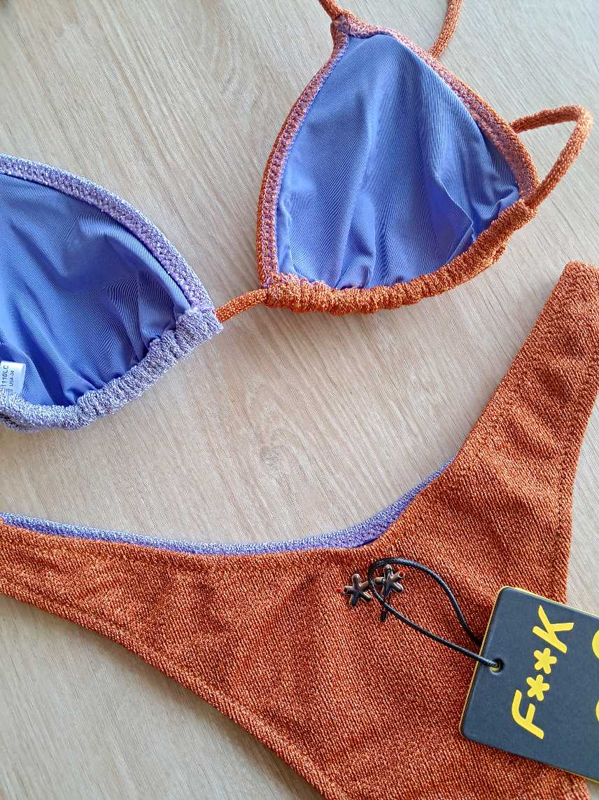 COSTUME DONNA EFFEK TRIANGOLO LUREX LILLA E RUGGINE - immagine 7